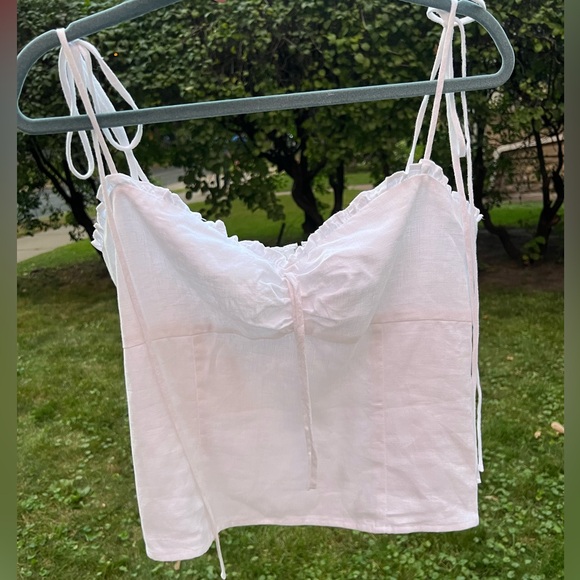 ⚪️🦢Novena Linen Top by Reformation in Ivory / White | Size 10 - Picture 17 of 17